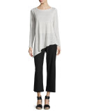 Washable Stretch Crepe Cropped Pants