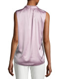 Joelle Sleeveless Stretch-Silk Blouse, Winter Rose