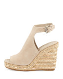 Open-Toe Suede Espadrille Sandal, Quartz (Quarzo)