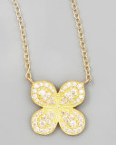 Scalloped Pave Diamond Flower Necklace