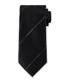 Silk Tie W/Crystal-Stripe, Black