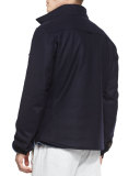 Flannel Wool-Blend Shirt Jacket, Navy