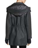 Wool Fleece Jacket w/ Removable Hood, Gray