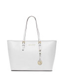 Jet Set Medium Zip-Top Tote Bag, Optic White