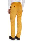 Stanino Flat-Front Corduroy Trousers, Gold