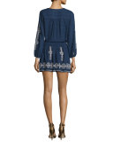 Lemay Embroidered Split-Neck Top