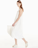 Woven Racerback Midi Dress, White