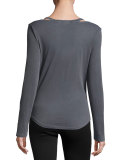 Vintage Whisper Long-Sleeve V-Neck Tee, Gray
