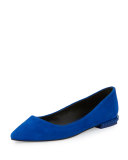 Fallon Leather Studded-Heel Flat, Deep Sapphire