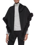 Whip-Stitch Fox Fur Shawl, Black