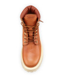 Lace-Up Leather Site Boot, Whiskey