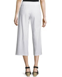 Wide-Leg Washable-Crepe Cropped Pants, Plus Size