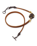 Old World Leather Double-Wrap Bracelet with Diamonds