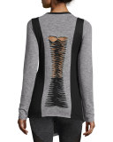 Elliptic Long-Sleeve Sport Top, Heather Gray/Black
