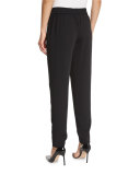 Creased Relaxed-Leg Pants, Black