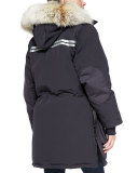 Snow Mantra Fur-Hood Coat, Navy