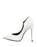 Abi Pointed-Toe Leather Pump, White