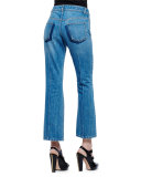 Flare-Leg Cropped Jeans, Indigo