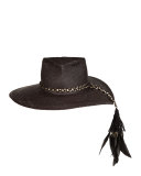 The Talitha Panama Straw Hat w/ Feathers, Black