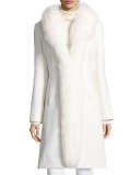 Long Fur-Trimmed Wool Tuxedo Coat