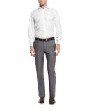 Sharkskin Trofeo Wool Flat-Front Trousers, Light Gray