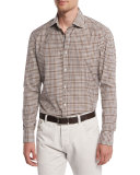 Check Woven Sport Shirt, Brown