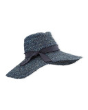 Kathleen Straw Floppy Hat, Blue