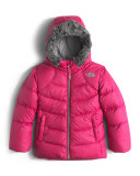 Polar Hooded Down Parka w/ Fleece Trim, Pink, Size 2-4