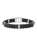 Black Caviar Rope Bracelet with Gold, 9mm