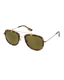 Breton Polarized Aviator Sunglasses, Blond Tortoise