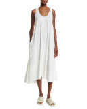 Woven Racerback Midi Dress, White