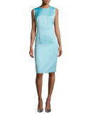 Sleeveless Raw-Edge Sheath Dress