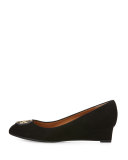 Luna Suede 35mm Wedge Pump, Black