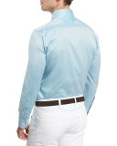 Summer Chambray Long-Sleeve Sport Shirt, Teal