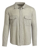 Double-Face Melange Long-Sleeve Sport Shirt, Pale Gray