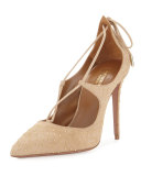 Christy Studded Lace-Up Pump, Nude