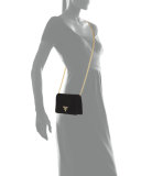 Velvet Chain Shoulder Bag, Black (Nero)