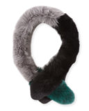 Popsicle Fox Fur Colorblock Scarf, Black/Green