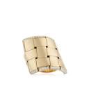 Woven 18K Yellow Gold Ring with Diamonds