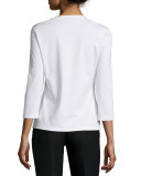 3/4-Sleeve V-Neck Tee, White 