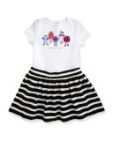 monster playsuit w/ striped ponte skirt, black/white, size 12-24 months