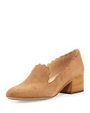 Scalloped Suede 40mm Loafer, Yellow