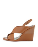 Gabrielle Leather Wedge Sandal, Royal Tan