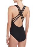 Nailed It Cross-Back One-Piece Swimsuit, Black
