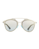 "Dior Reflected" Two-Tone Aviator Sunglasses, Pale Golden/Black