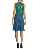 Bethanie Diagonal Dots Flounce Wrap Dress, Green