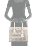 cameron street candace laser-cut satchel bag, crisp linen