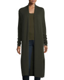 Long Open-Front Cashmere Duster Cardigan
