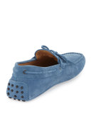 Gommini Suede Tie Driver, Light Blue