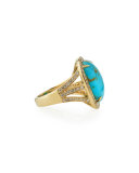 Natural Arizona Turquoise Ring with Diamonds, Size 7